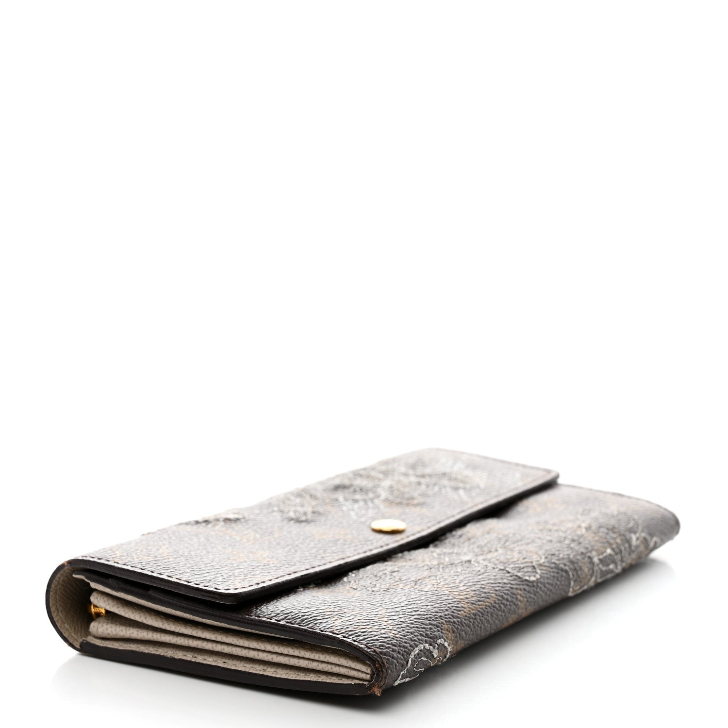 Louis Vuitton Monogram Dentelle Sarah Wallet Silver 4 of 14