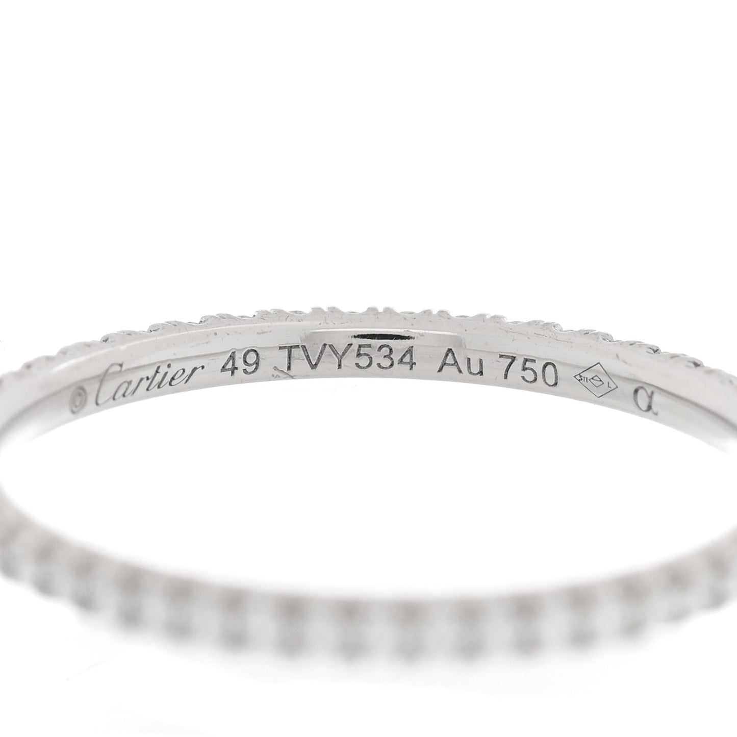 18K White Gold Diamond 1.5mm Étincelle de Cartier Wedding Band Ring 49 5