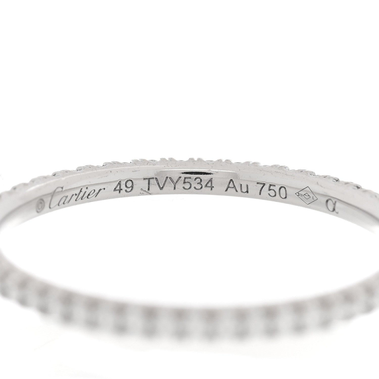 Cartier 18K White Gold Diamond 1.5mm Étincelle de Cartier Wedding Band Ring 49 5 4 of 5