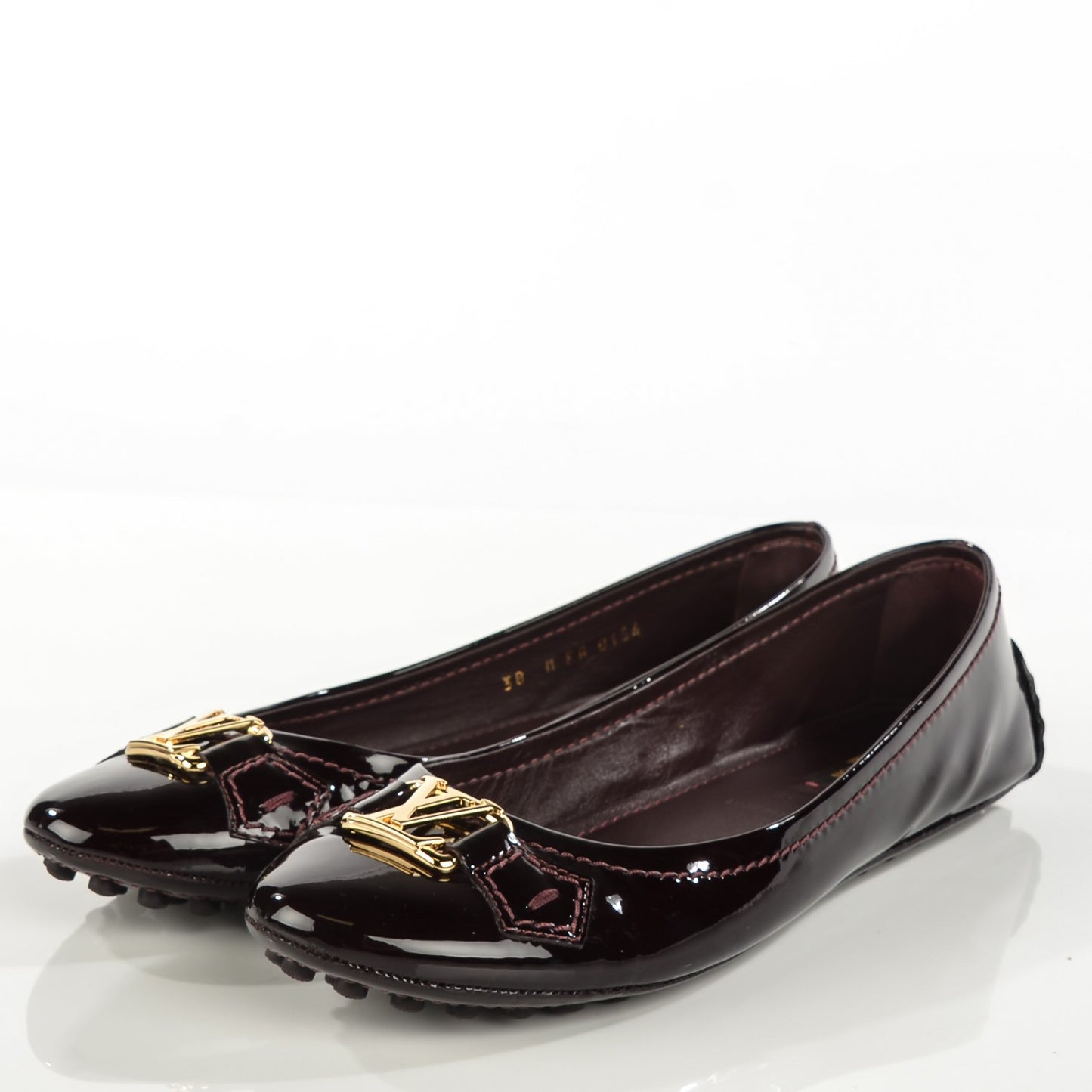 Patent Calfskin Oxford Ballerina Flats 38 Amarante