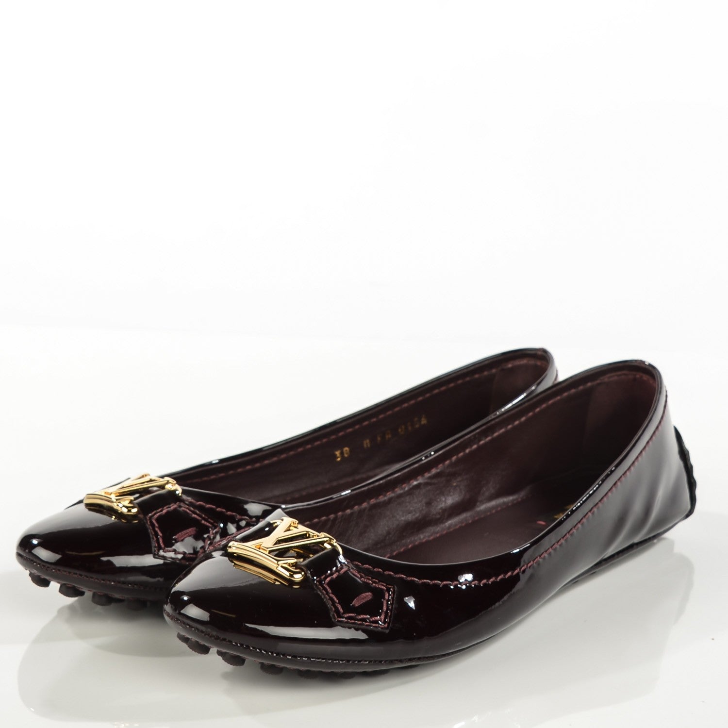 Louis Vuitton Patent Calfskin Oxford Ballerina Flats 38 Amarante 3 of 9