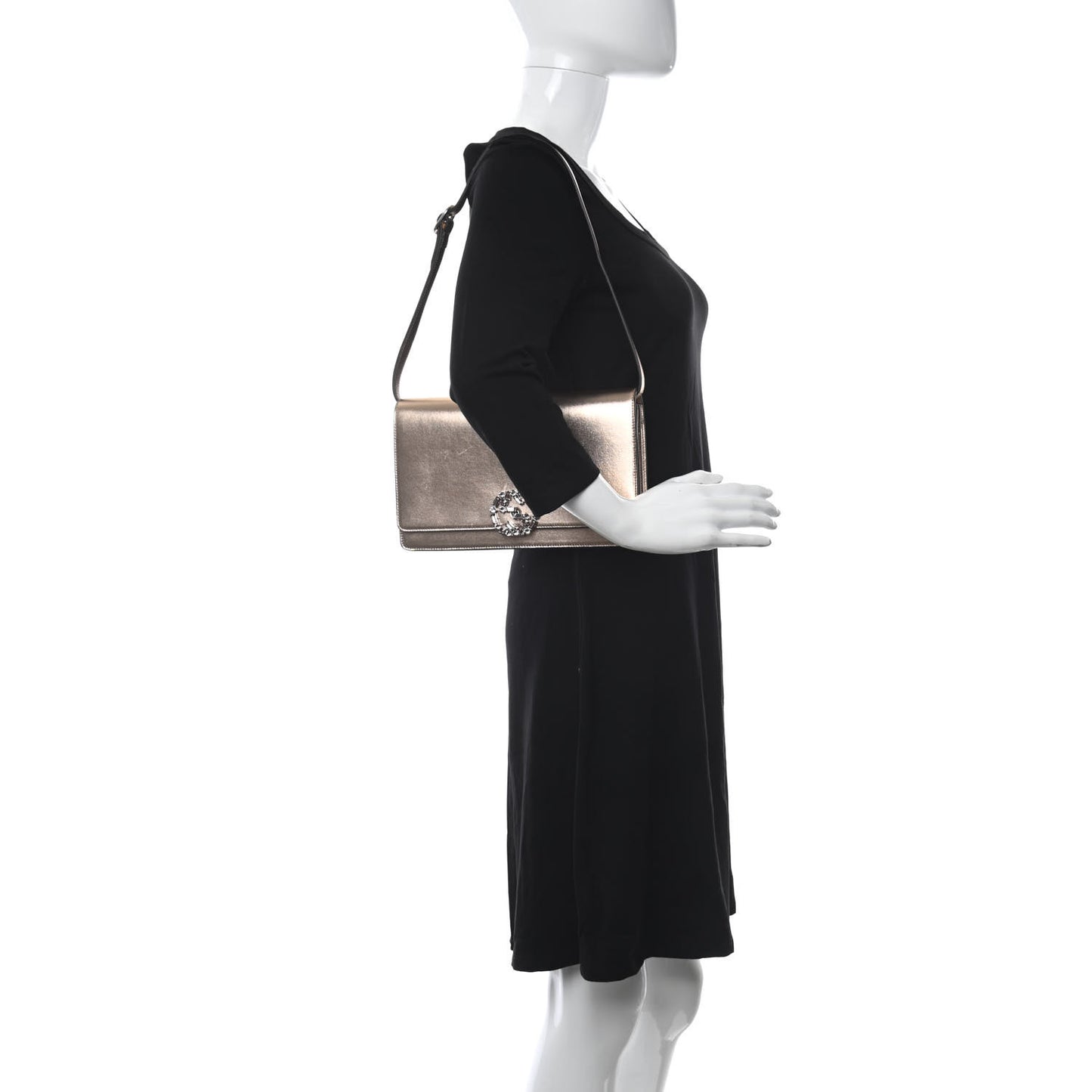 Metallic Nappa Crystal GG Broadway Shoulder Bag Pink