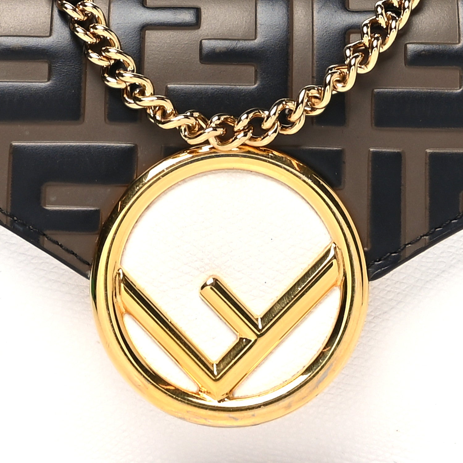 Fendi Vitello Cruise F is Fendi Bi-Color FF 1974 Embossed Envelope Belt Bag Maya White Ice 8 of 14
