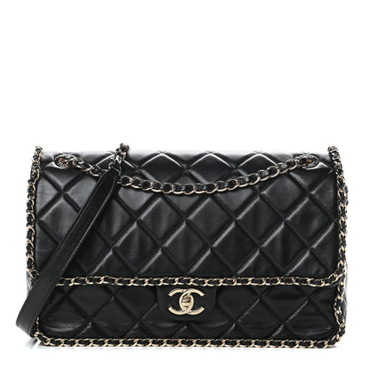Chanel Crumpled Calfskin Quilted Large Chain All Over Flap Bag Black 1 of 12