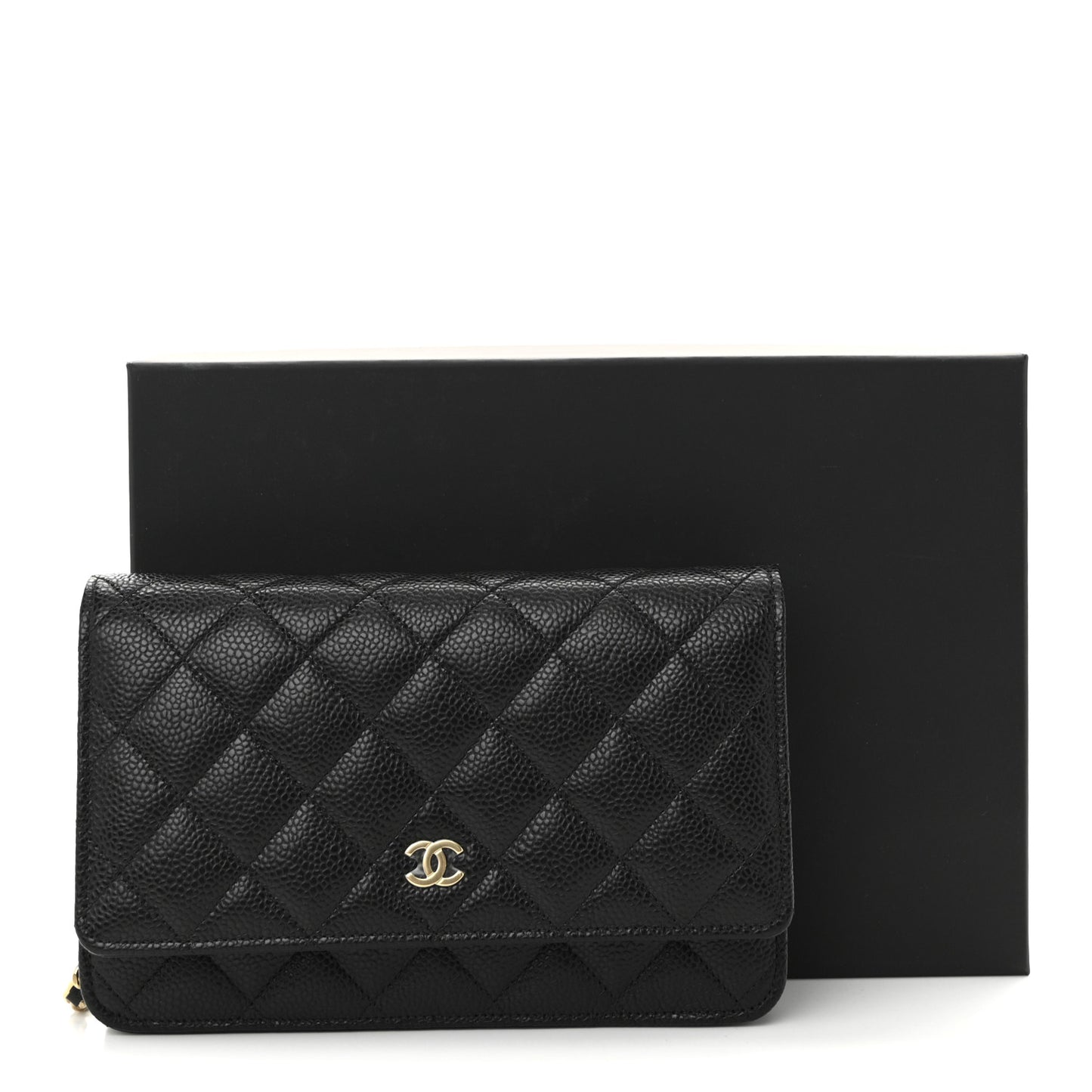Caviar Quilted Wallet on Chain WOC Black