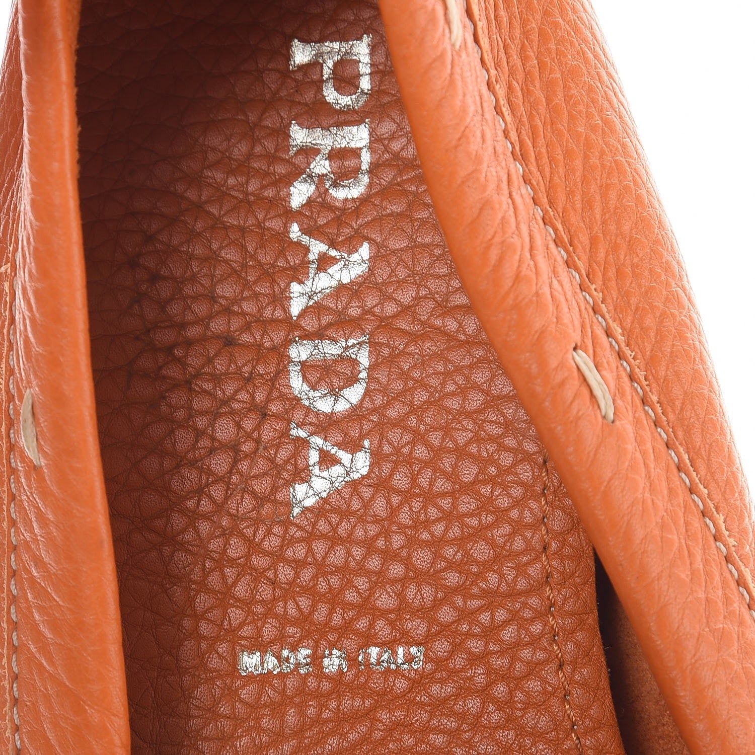 Prada Vitello Daino Loafers 40 Papaya 7 of 11
