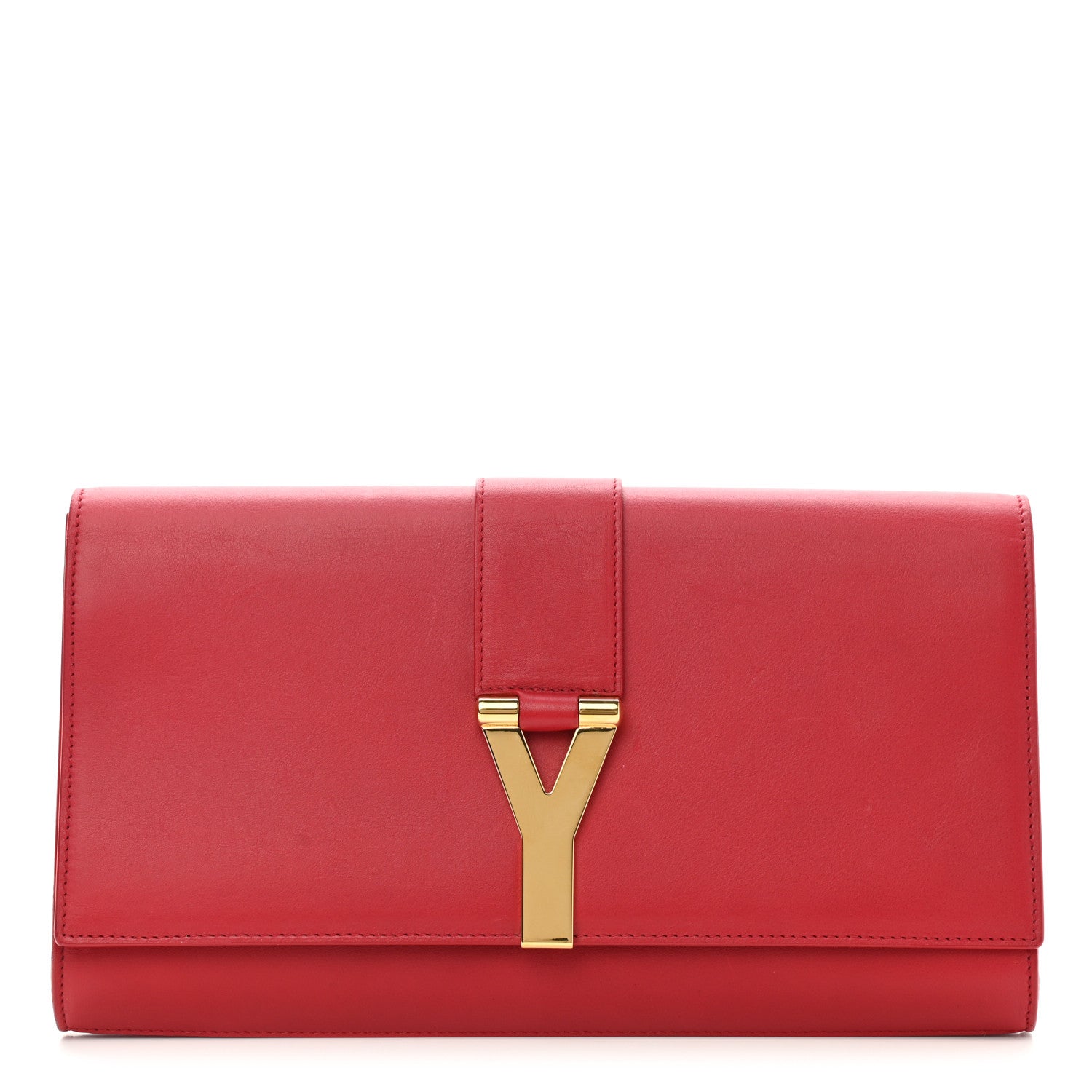 Saint Laurent Calfskin Classic Y Ligne Clutch Red 1 of 7