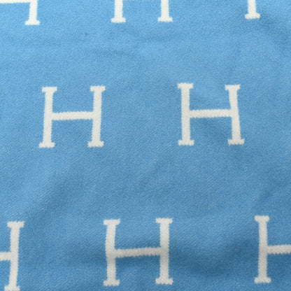 Hermes Wool Cashmere Avalon Baby Blanket Bleu Genievre White 5 of 6