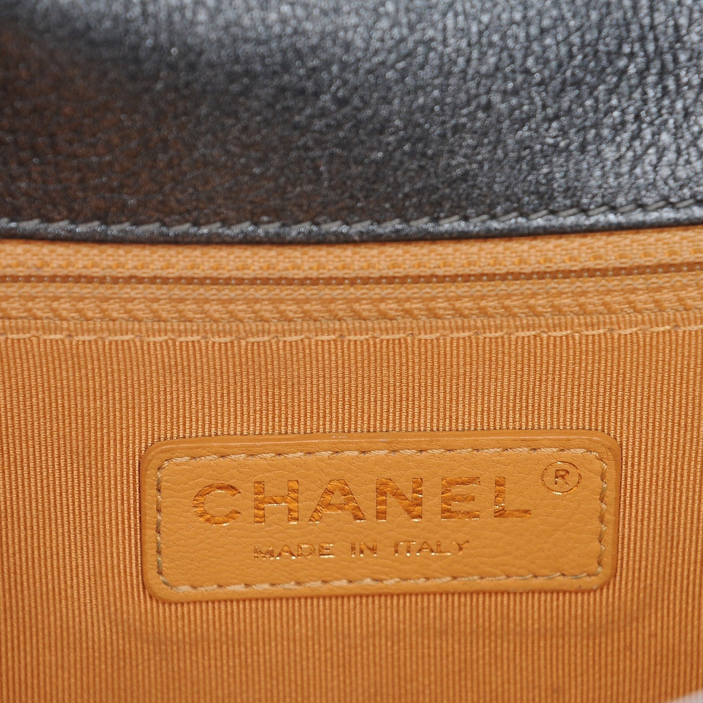 Metallic Calfskin Quilted New Medium Boy Flap Dark Grey