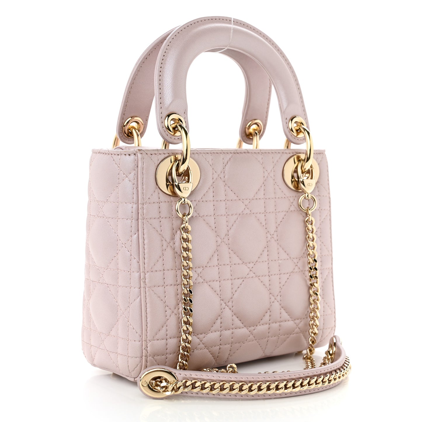 Metallic Lambskin Cannage Mini Lady Dior Lotus