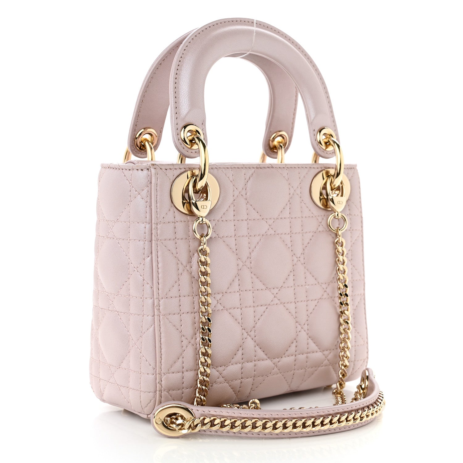 Christian Dior Metallic Lambskin Cannage Mini Lady Dior Lotus 3 of 10