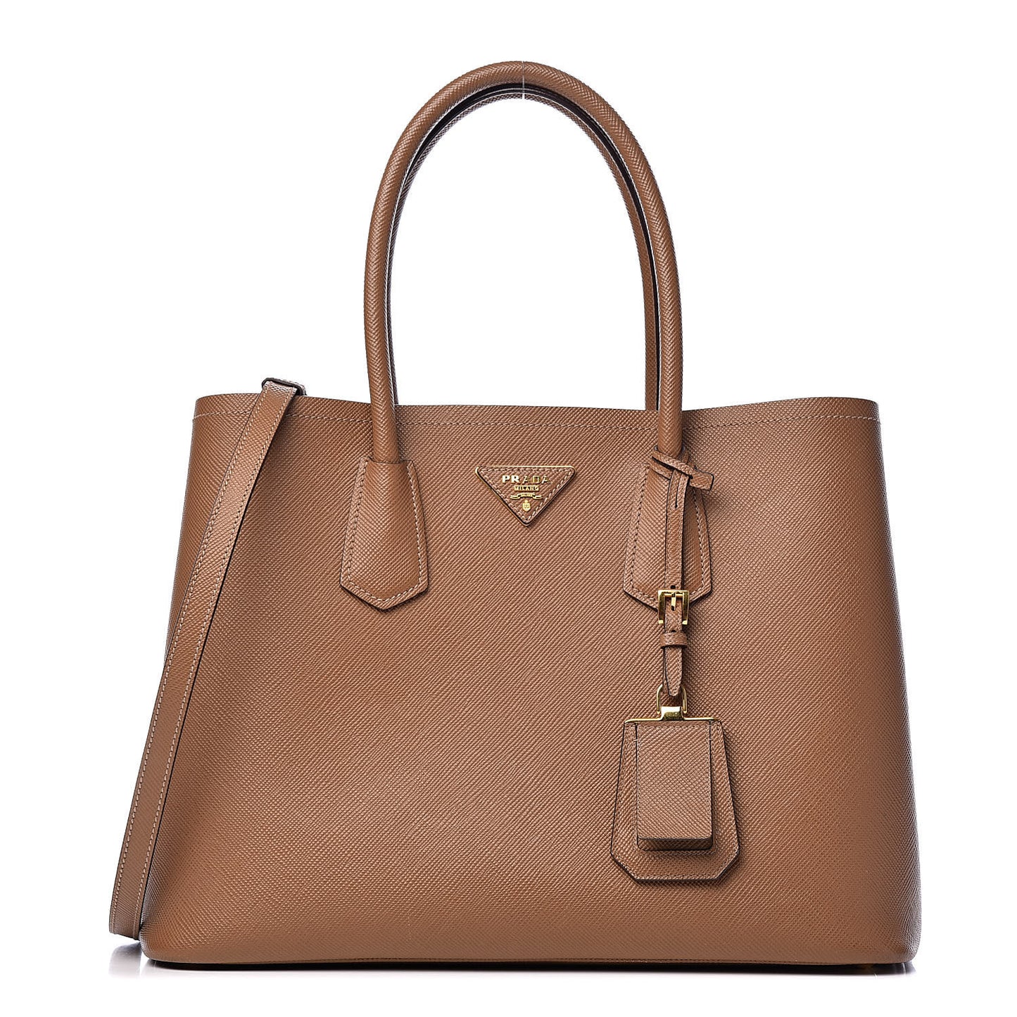 Saffiano Cuir Medium Double Bag Cannella Turquoise
