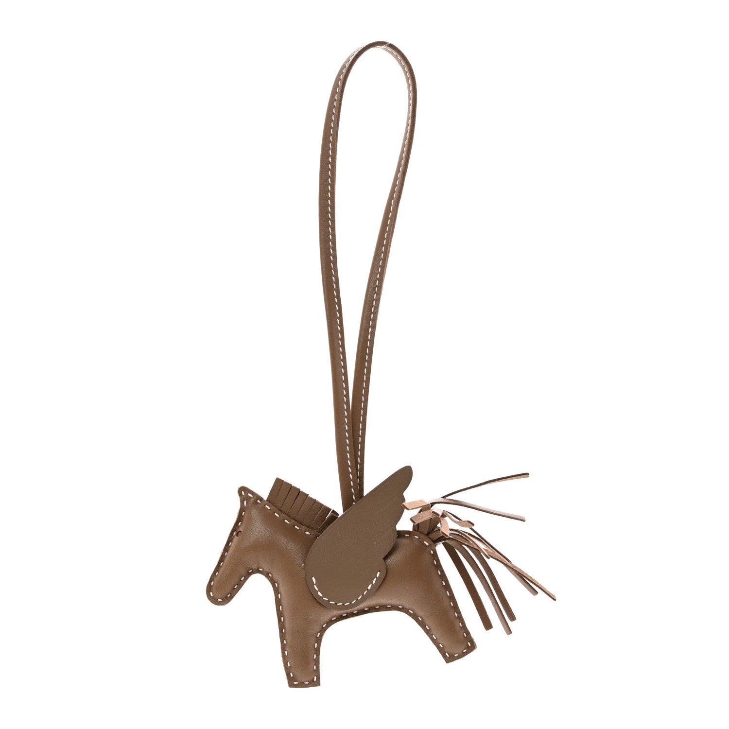 Hermes Milo Lambskin Grigri Rodeo Pegase Horse Bag Charm PM Etoupe 1 of 5