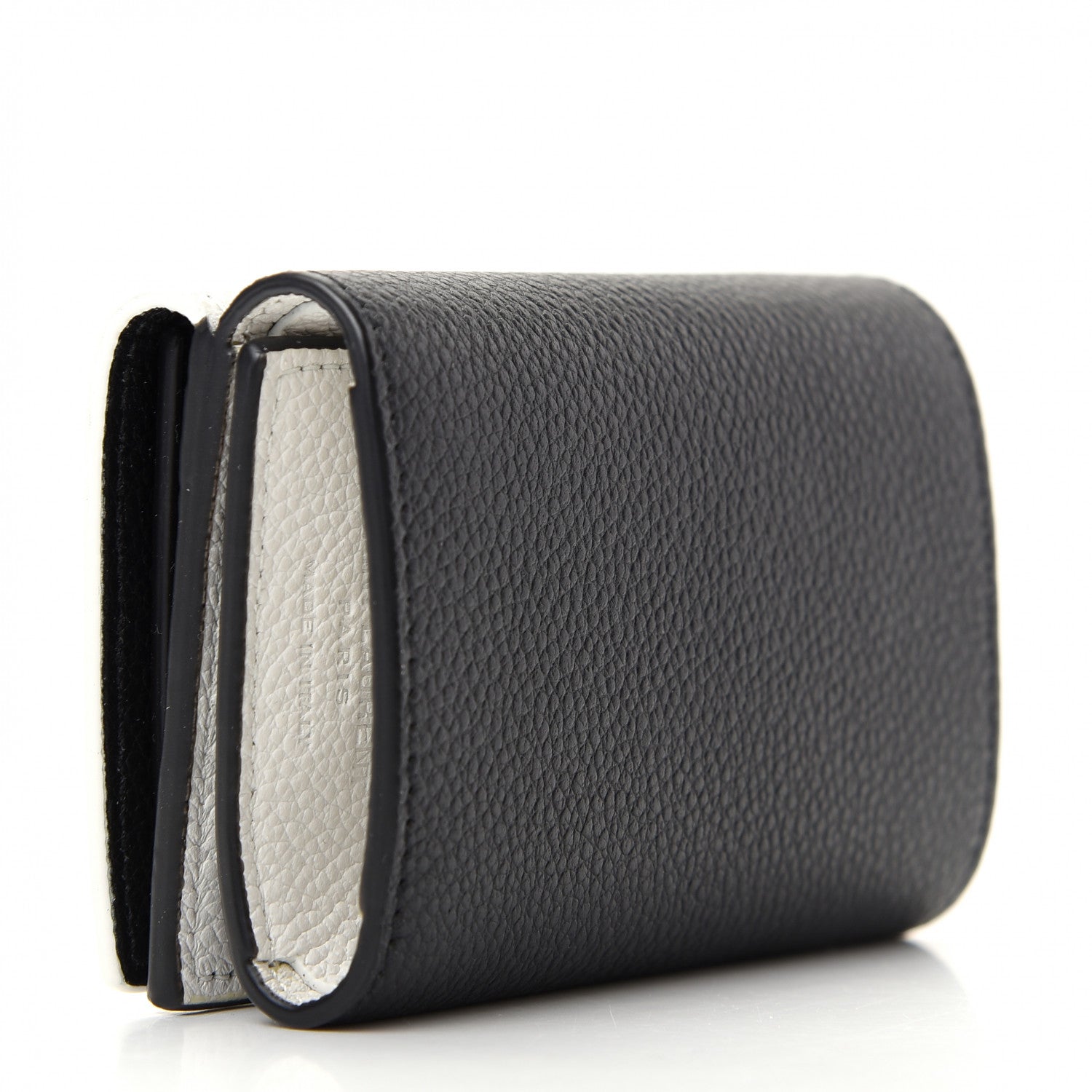 Saint Laurent Grained Calfskin Paris Petite Compact Wallet White Black 3 of 7
