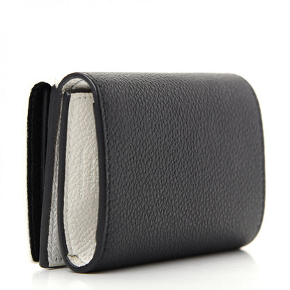 Saint Laurent Grained Calfskin Paris Petite Compact Wallet White Black 3 of 7