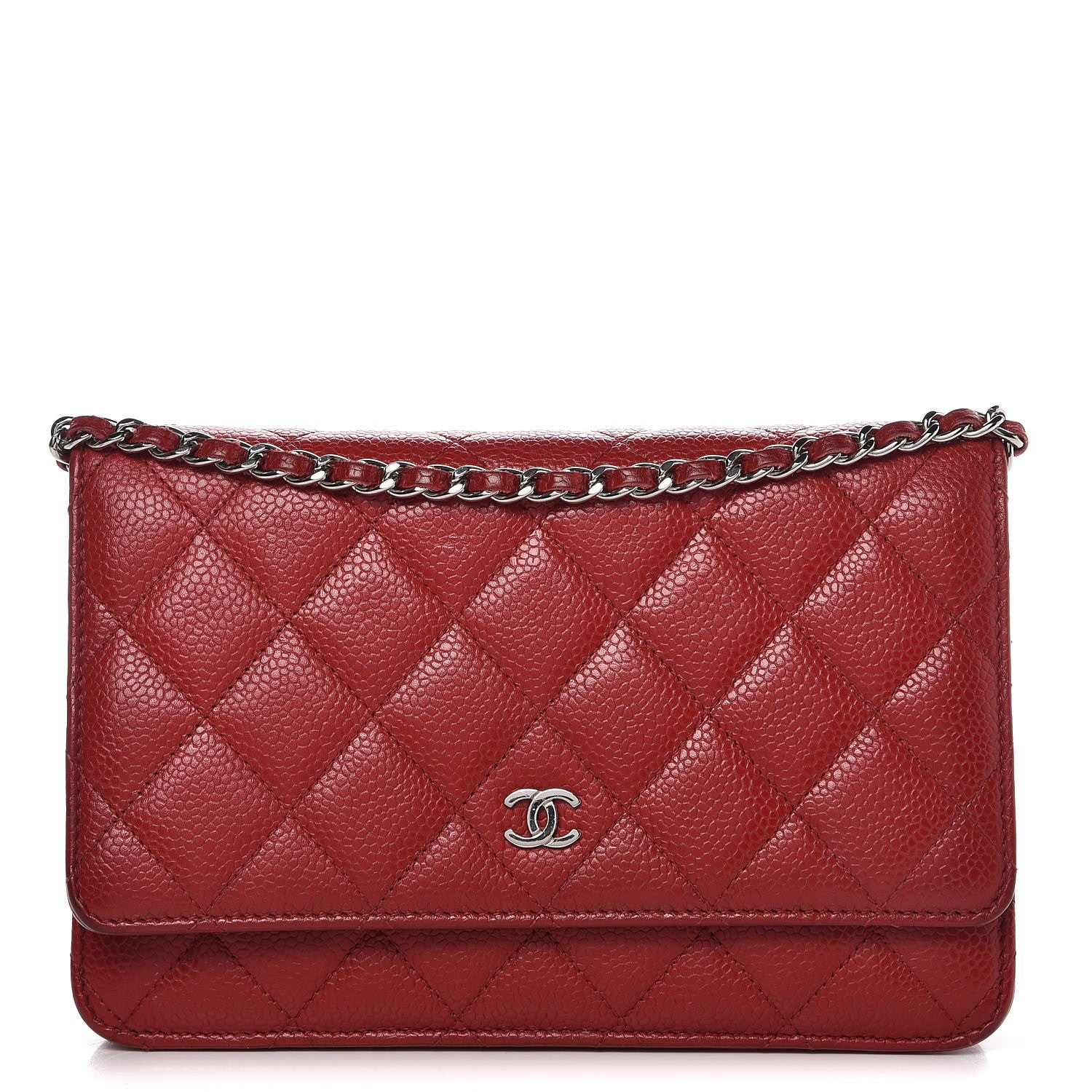 Chanel Caviar Quilted Wallet on Chain WOC Red 1 of 11