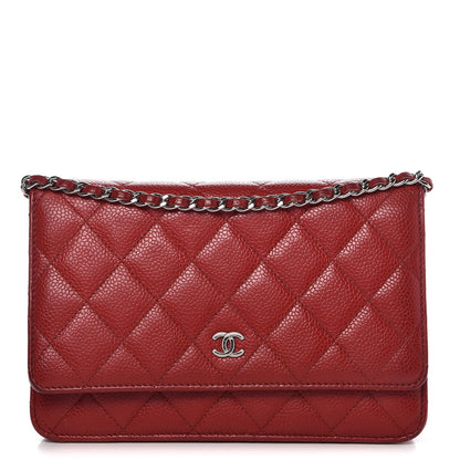 Chanel Caviar Quilted Wallet on Chain WOC Red 1 of 11