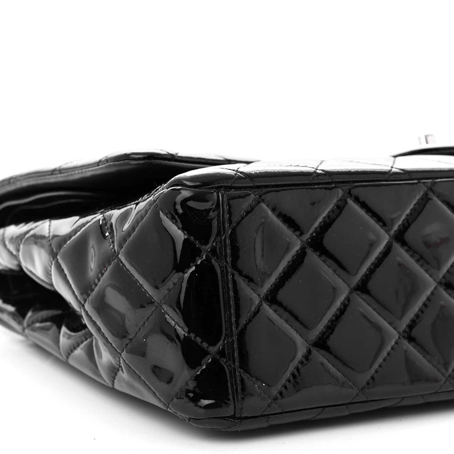 Patent Quilted Maxi Double Flap Black