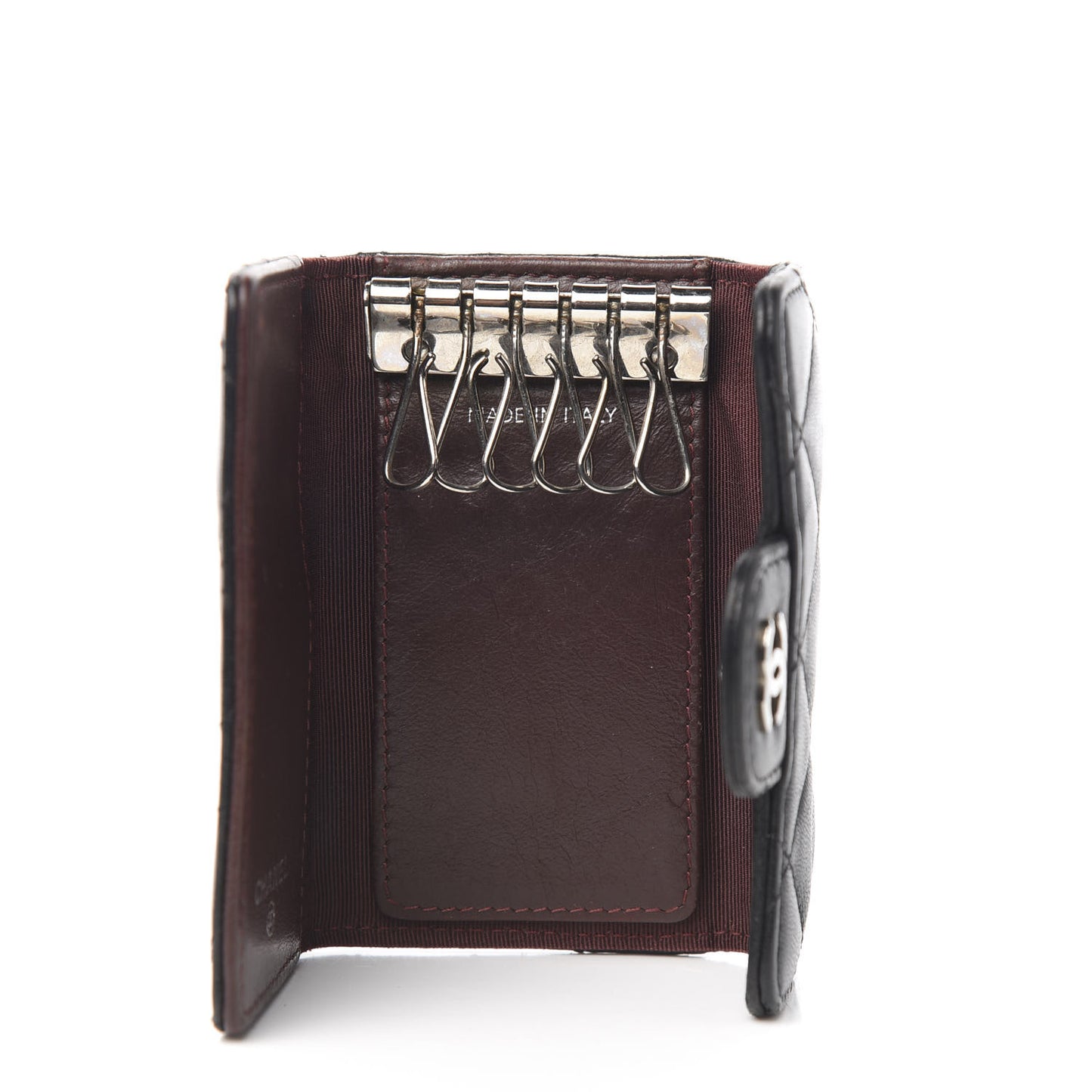 Lambskin Quilted 6 Key Holder Black
