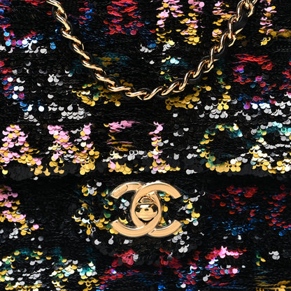 Chanel Sequin Logo CC Small Single Flap Black Multicolor 8 of 11