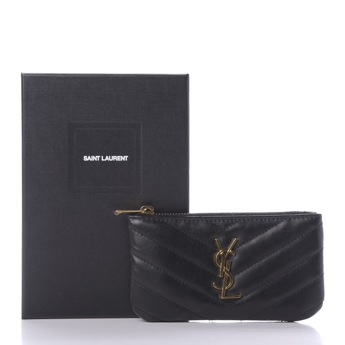 Calfskin Matelasse Monogram Key Pouch Black