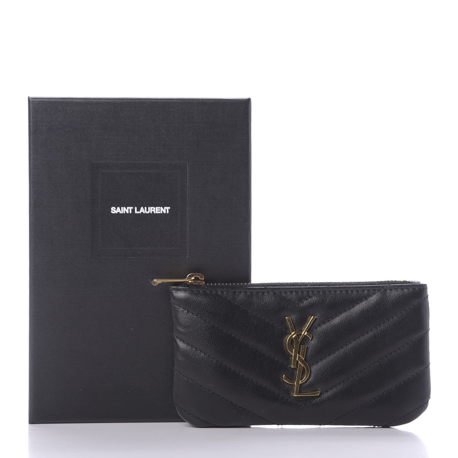 Saint Laurent Calfskin Matelasse Monogram Key Pouch Black 11 of 11