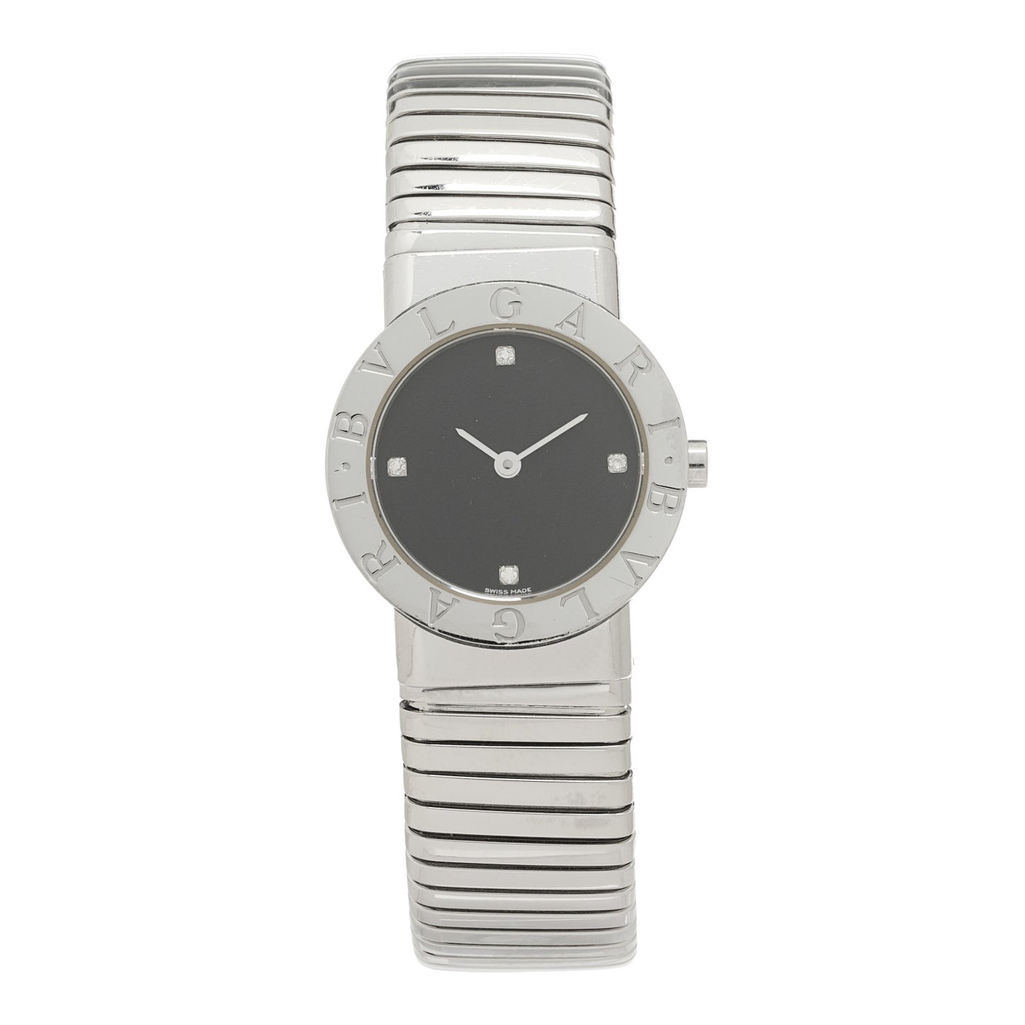 Stainless Steel Diamond 26mm Tubogas Quartz Watch Black