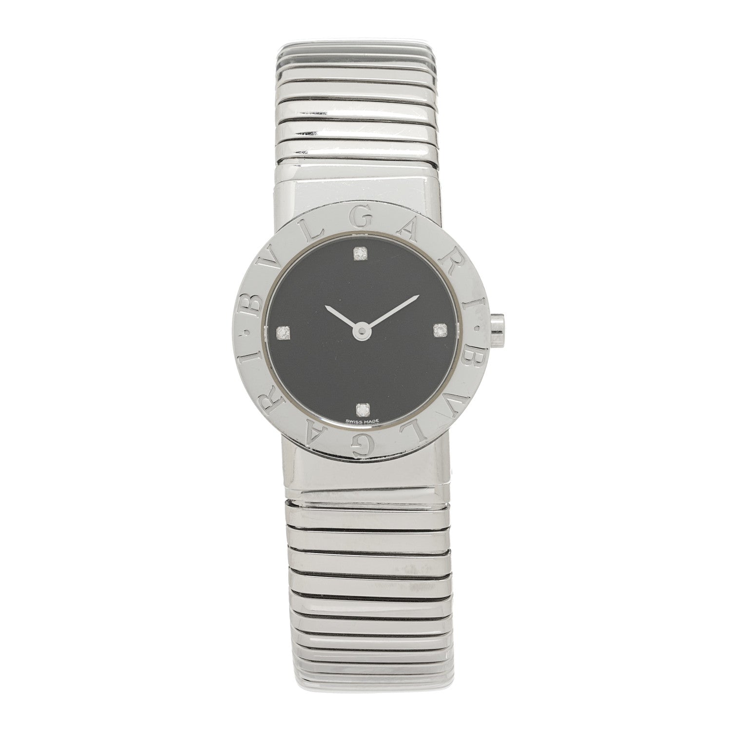 Bulgari Stainless Steel Diamond 26mm Tubogas Quartz Watch Black 1 of 4