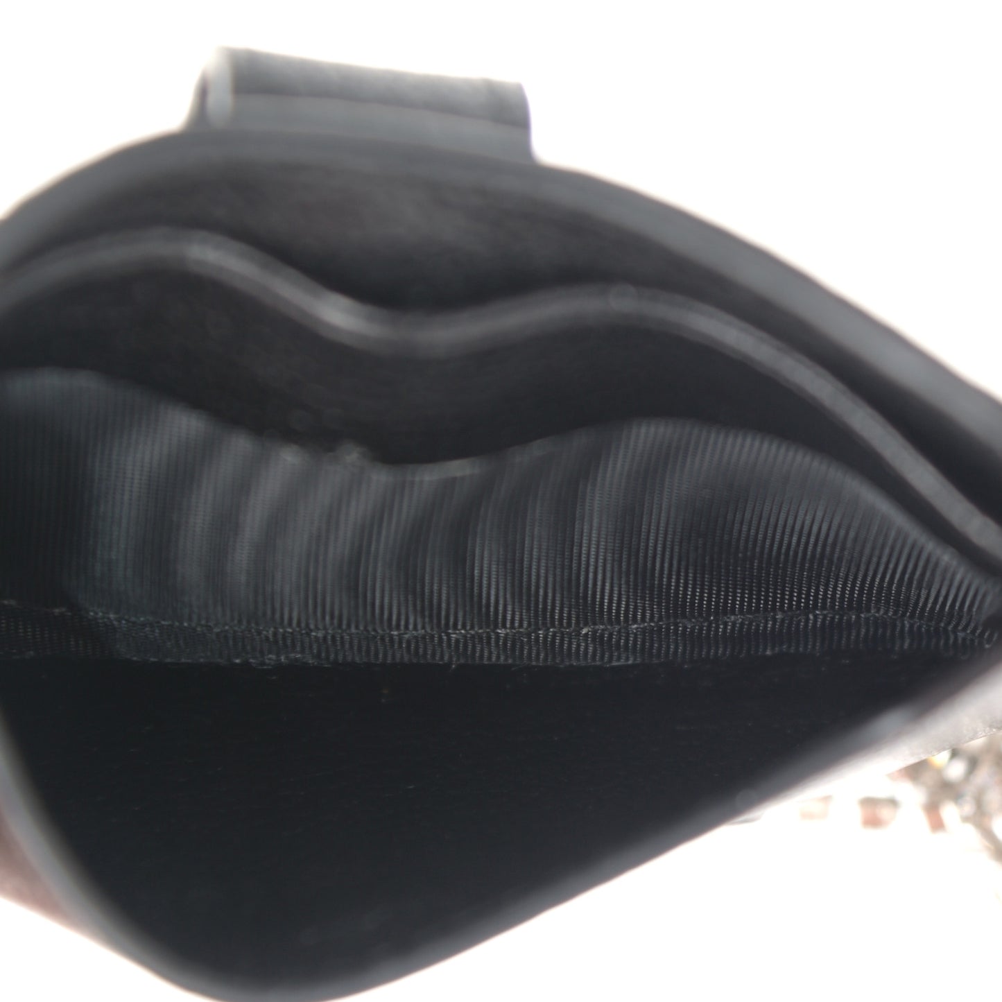Goatskin Madras Crystal Card Holder Fringe Crossbody Black