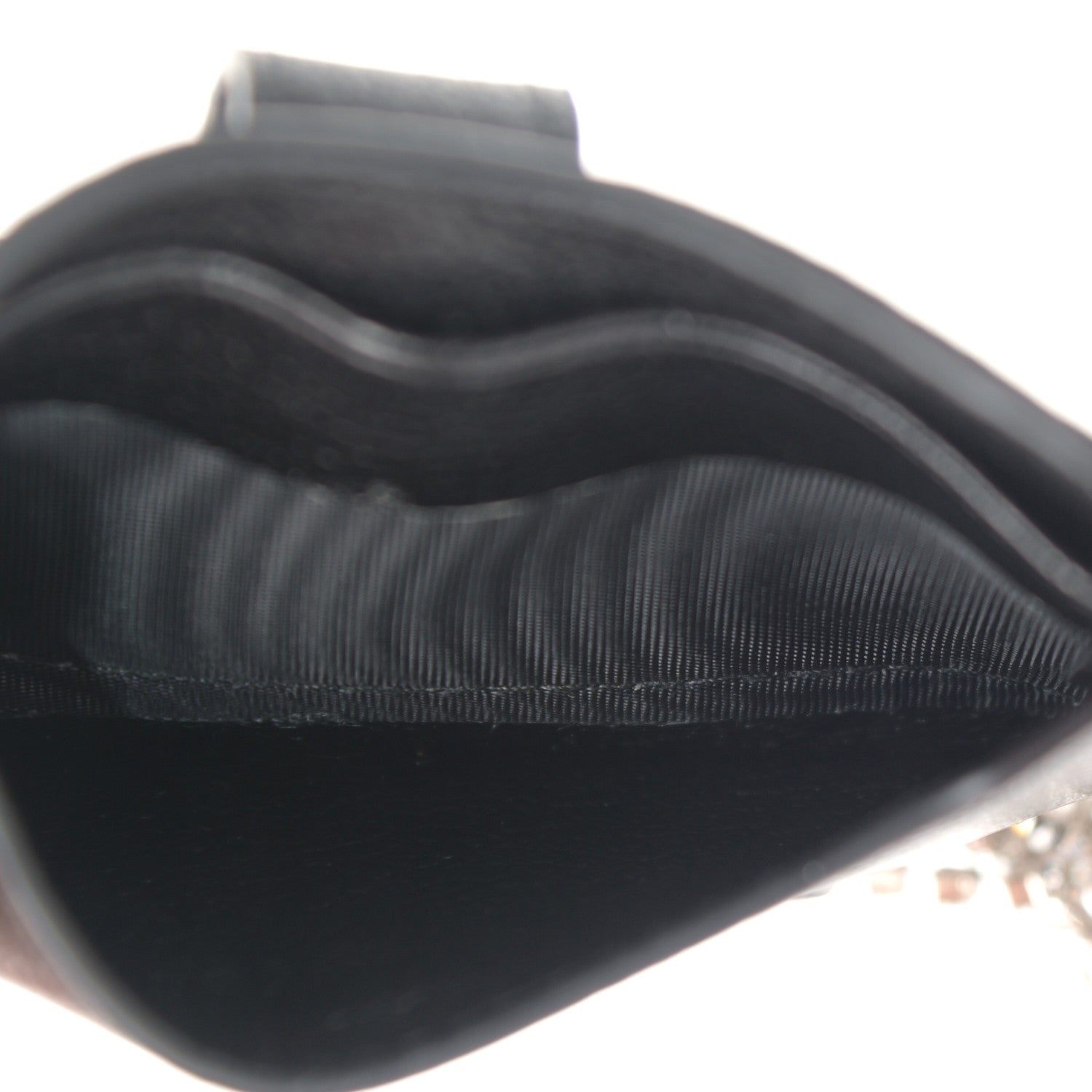 Miu Miu Goatskin Madras Crystal Card Holder Fringe Crossbody Black 5 of 10