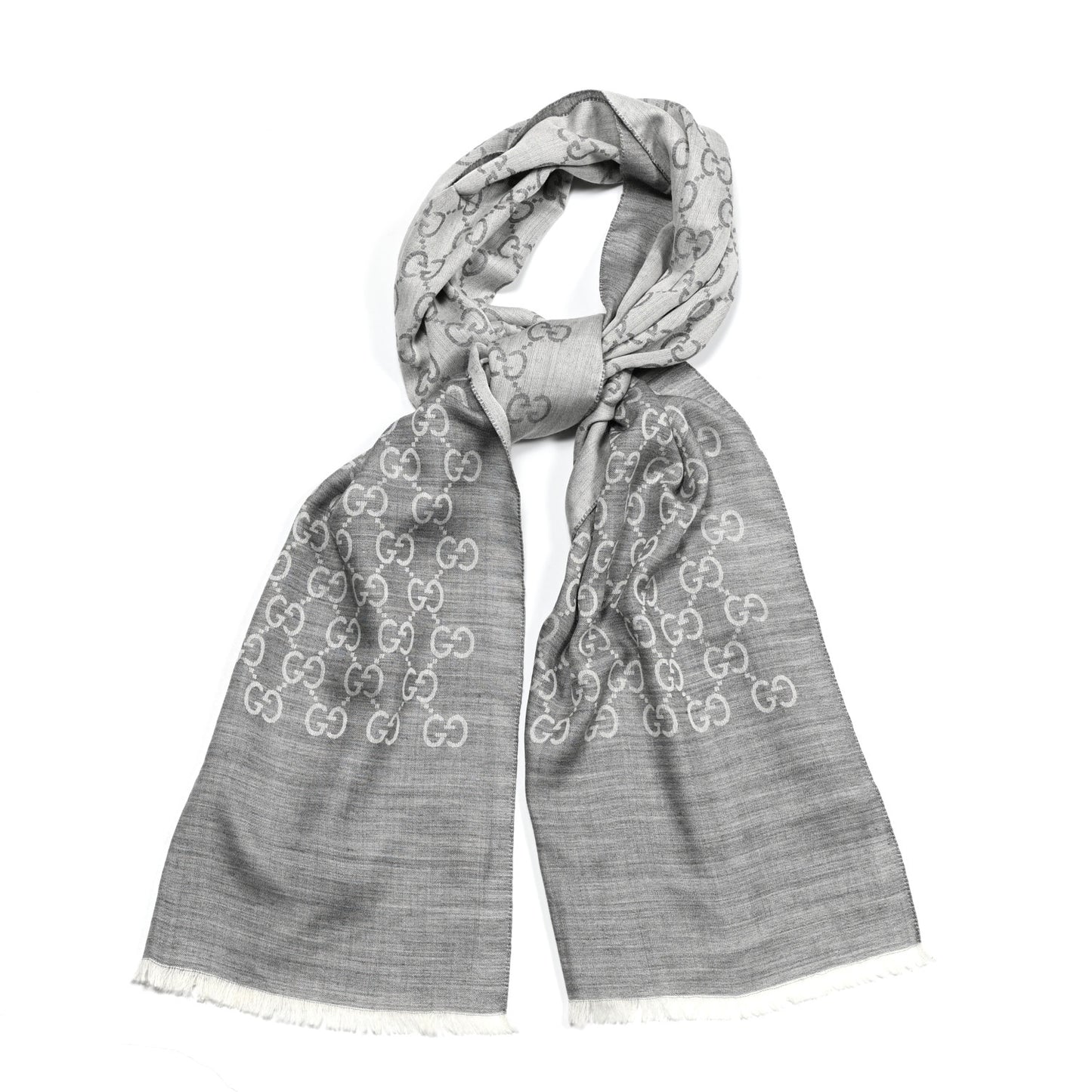 Wool Silk GG Monogram GGNat Scarf Lead