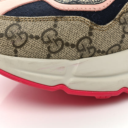 Gucci GG Supreme Monogram Mix Monogram Womens Rhyton Sneakers 39.5 London Blue Beige Pale Pink 15 of 17