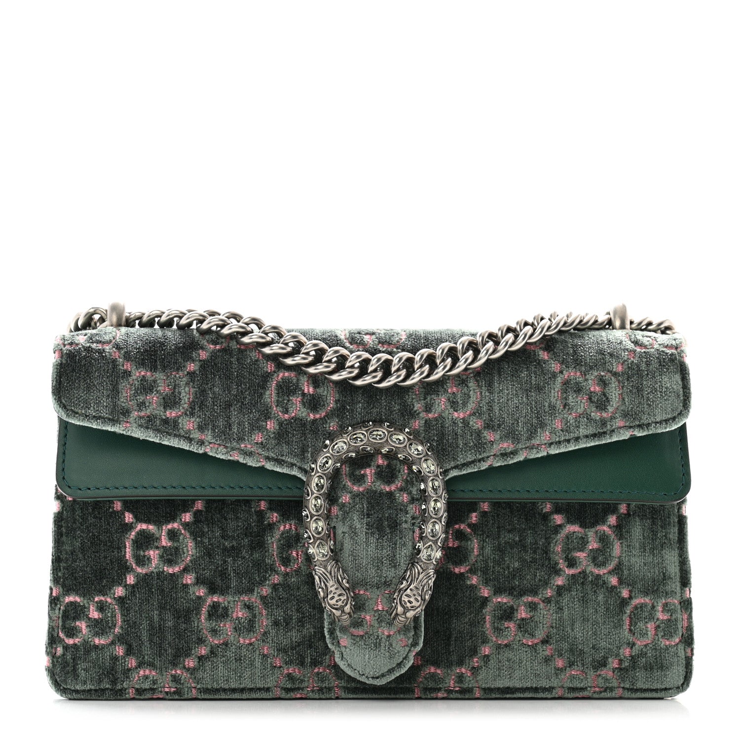 Gucci Velvet Moon Calfskin Crystal GG Monogram Small Dionysus Shoulder Bag Avio Dusty Pink Black Diamond 1 of 10