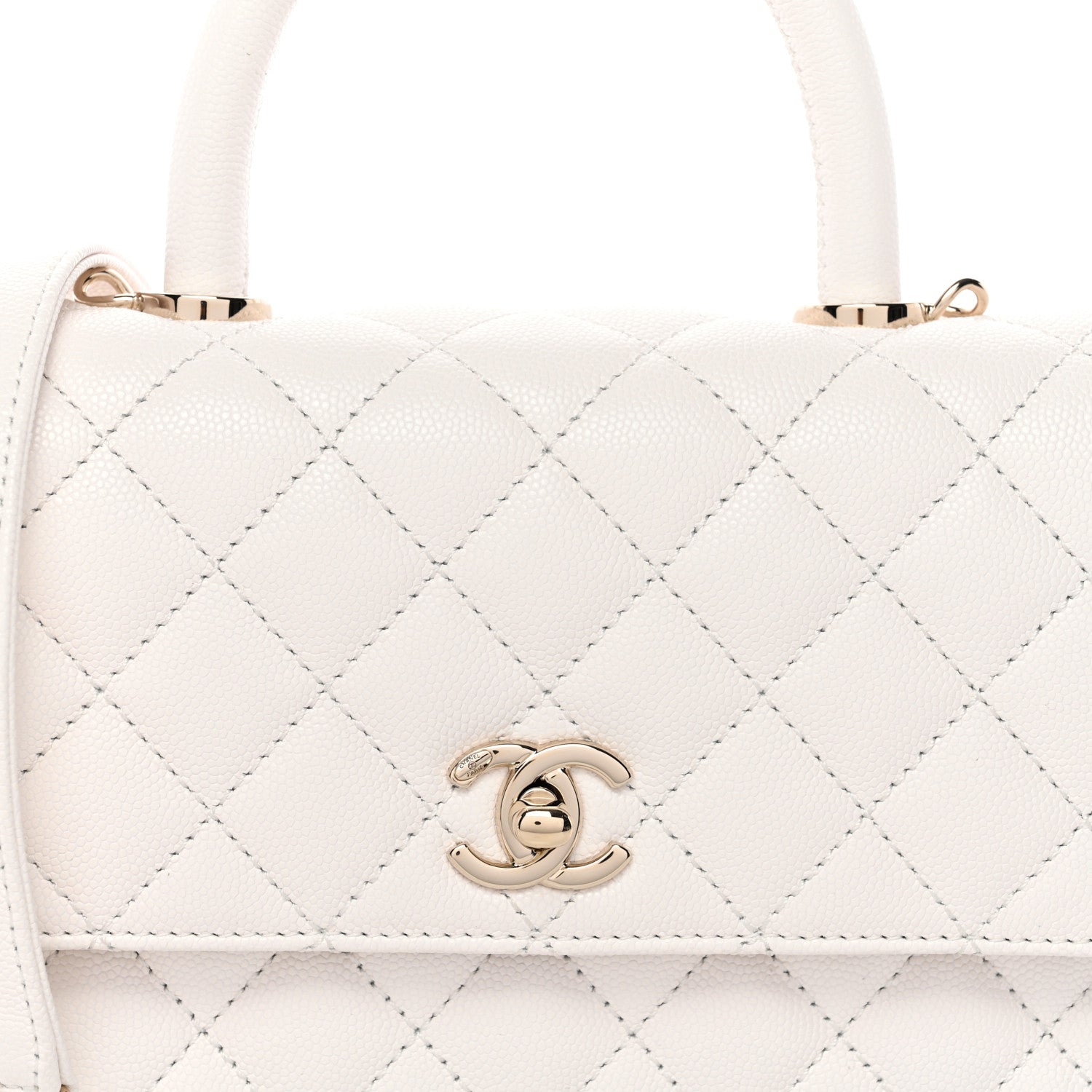 Chanel Caviar Quilted Mini Coco Handle Flap White 8 of 12