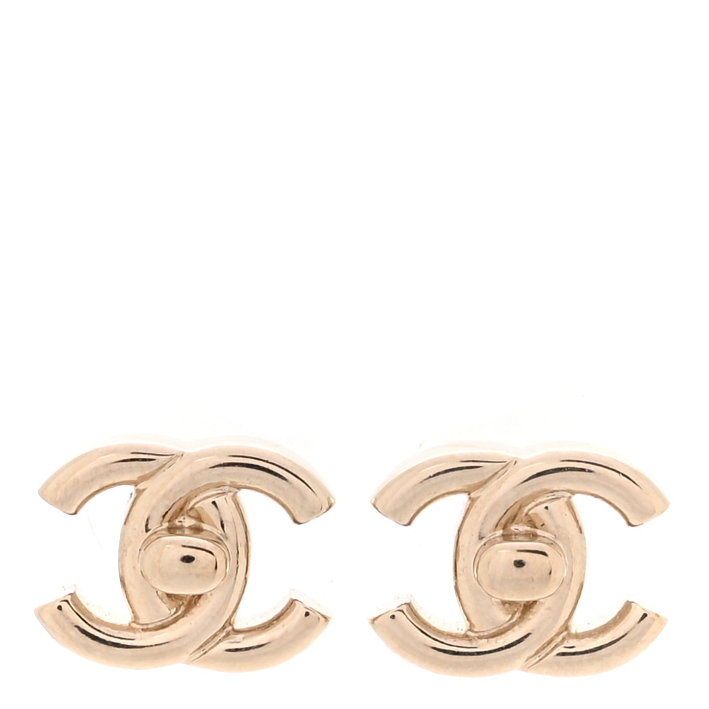 Metal CC Turnlock Earrings Gold