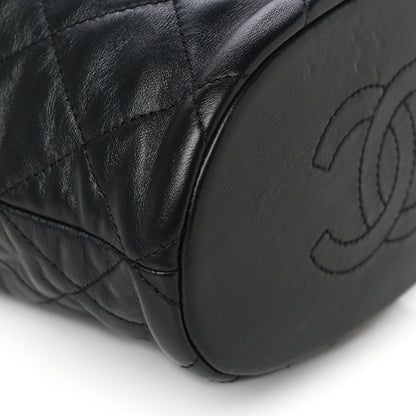Chanel Lambskin Enamel Quilted Pending CC Bucket Drawstring Bag Black 9 of 15