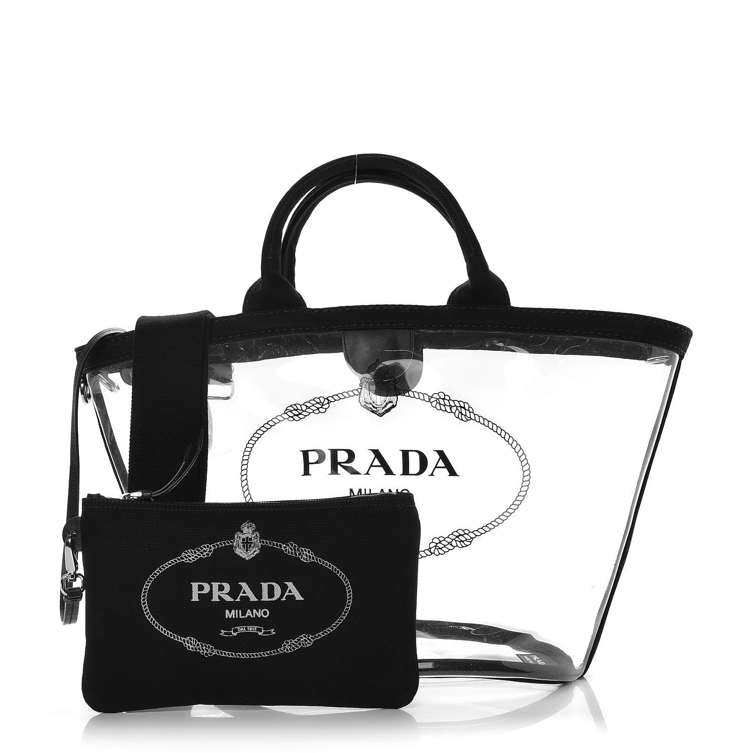 Prada Plexiglass Canapa Small Shopper Tote Black 1 of 14