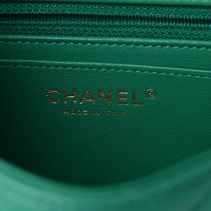 Chanel Lambskin Chevron Quilted Mini Rectangular Flap Green 6 of 10