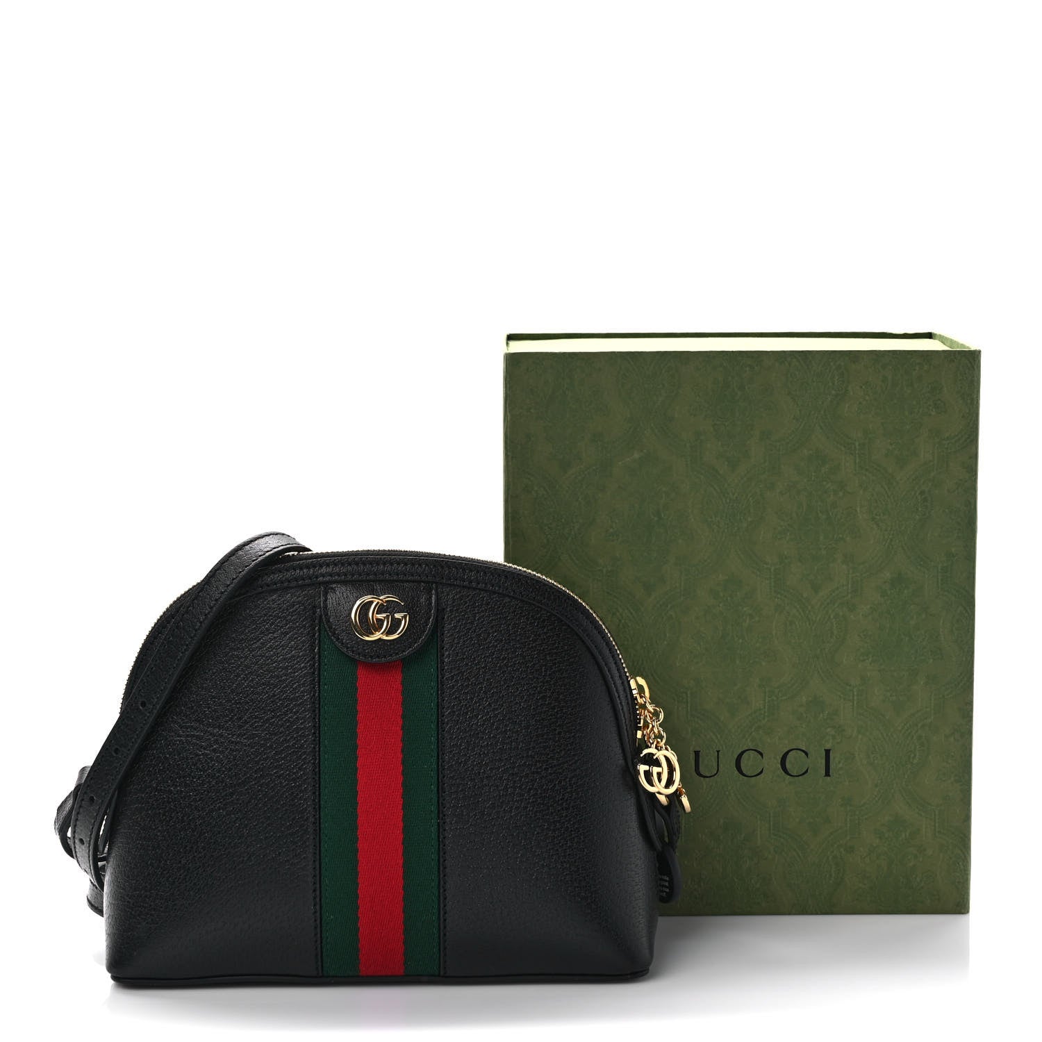 Gucci Calfskin GG Web Small Ophidia Dome Shoulder Bag Black 10 of 10