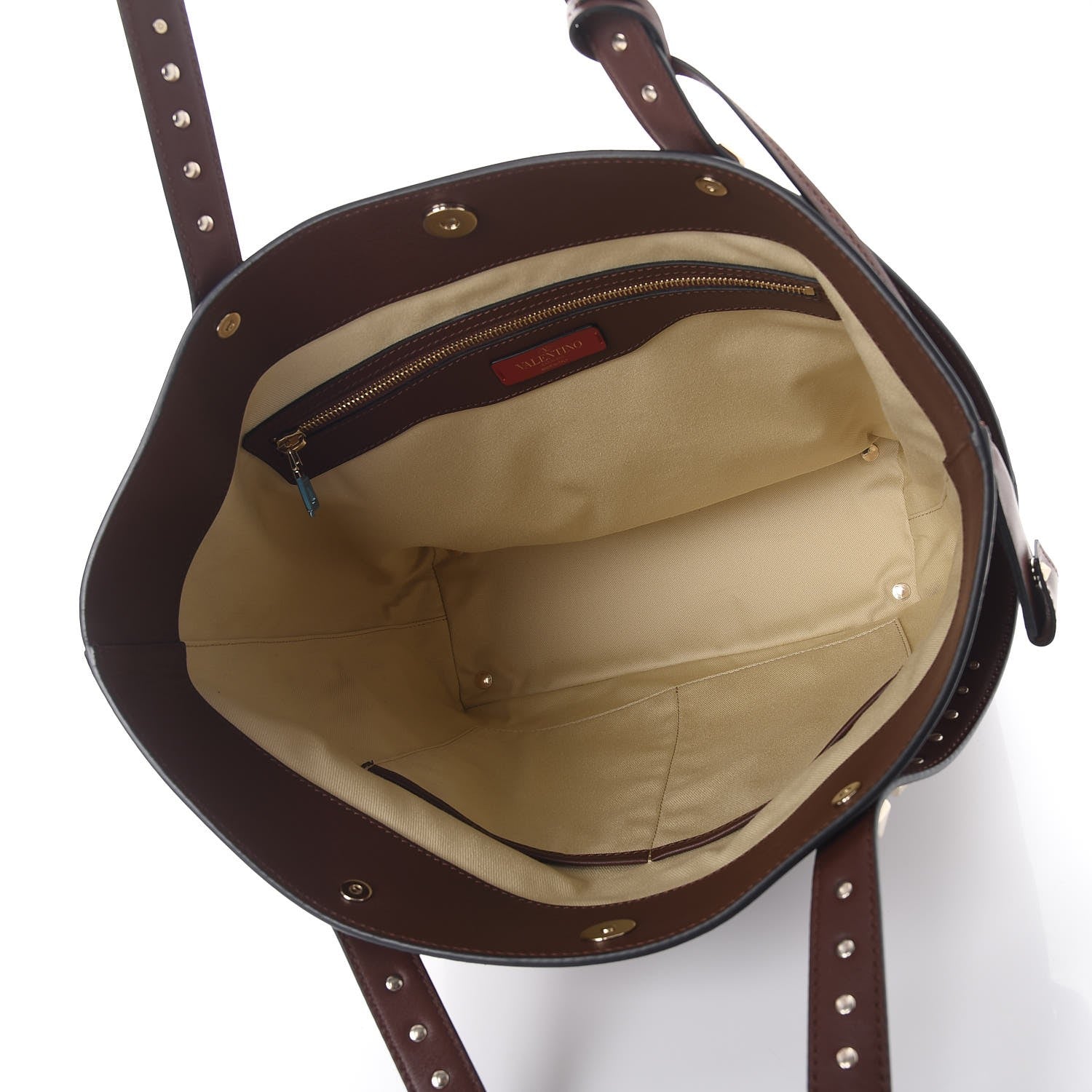 Valentino Garavani Vitello Lovestud Tote Light Brown 5 of 10