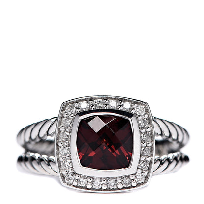David Yurman Sterling Silver Diamond Garnet 7mm Petite Albion Ring 52 6 1 of 5