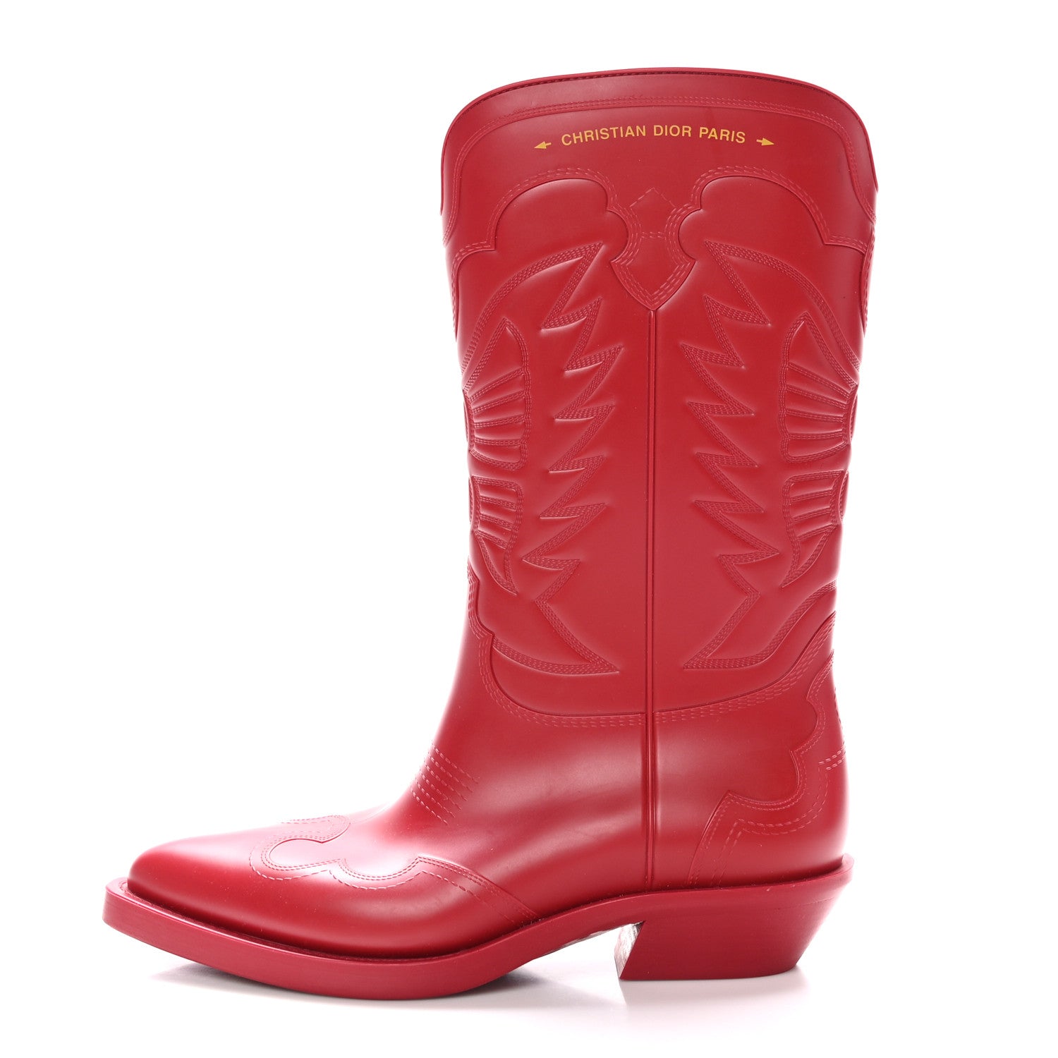 Christian Dior Rubber Embossed Wind Boots 40 Red 1555007