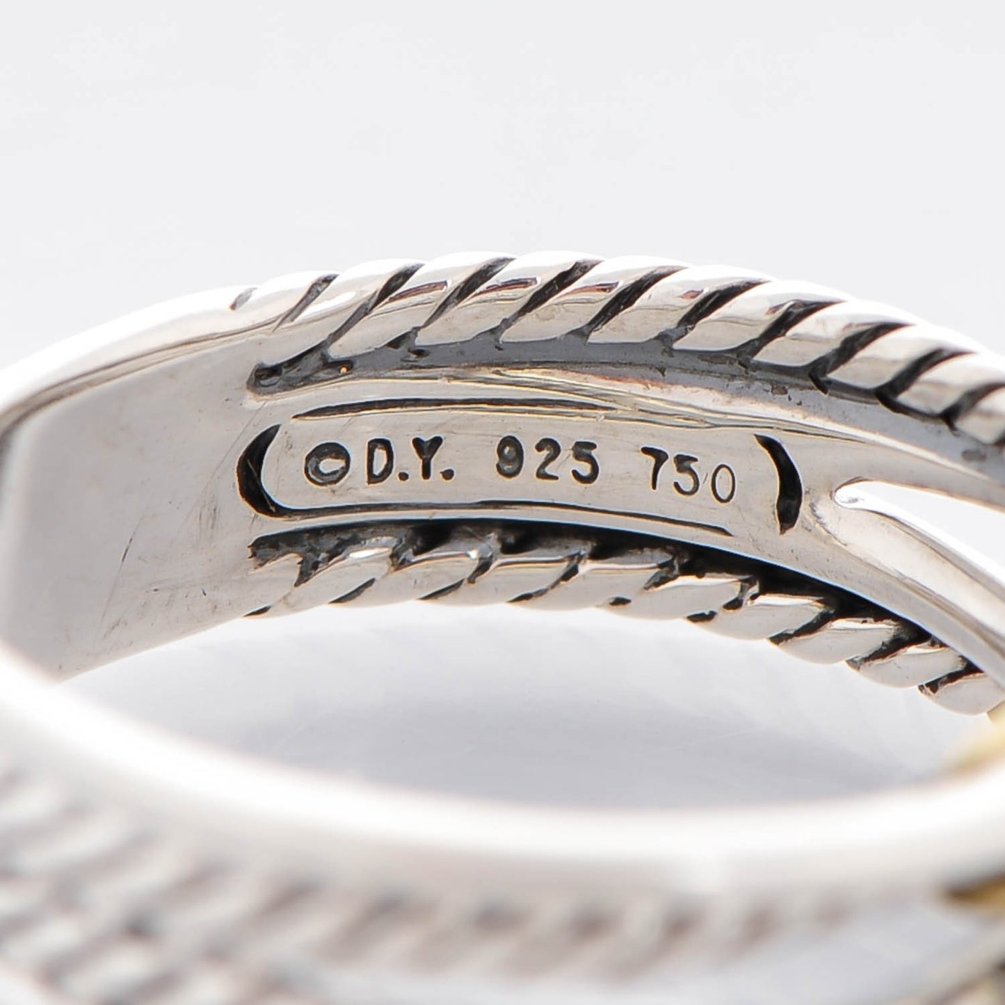 Sterling Silver 18K Yellow Gold 6mm X Crossover Ring 54 7