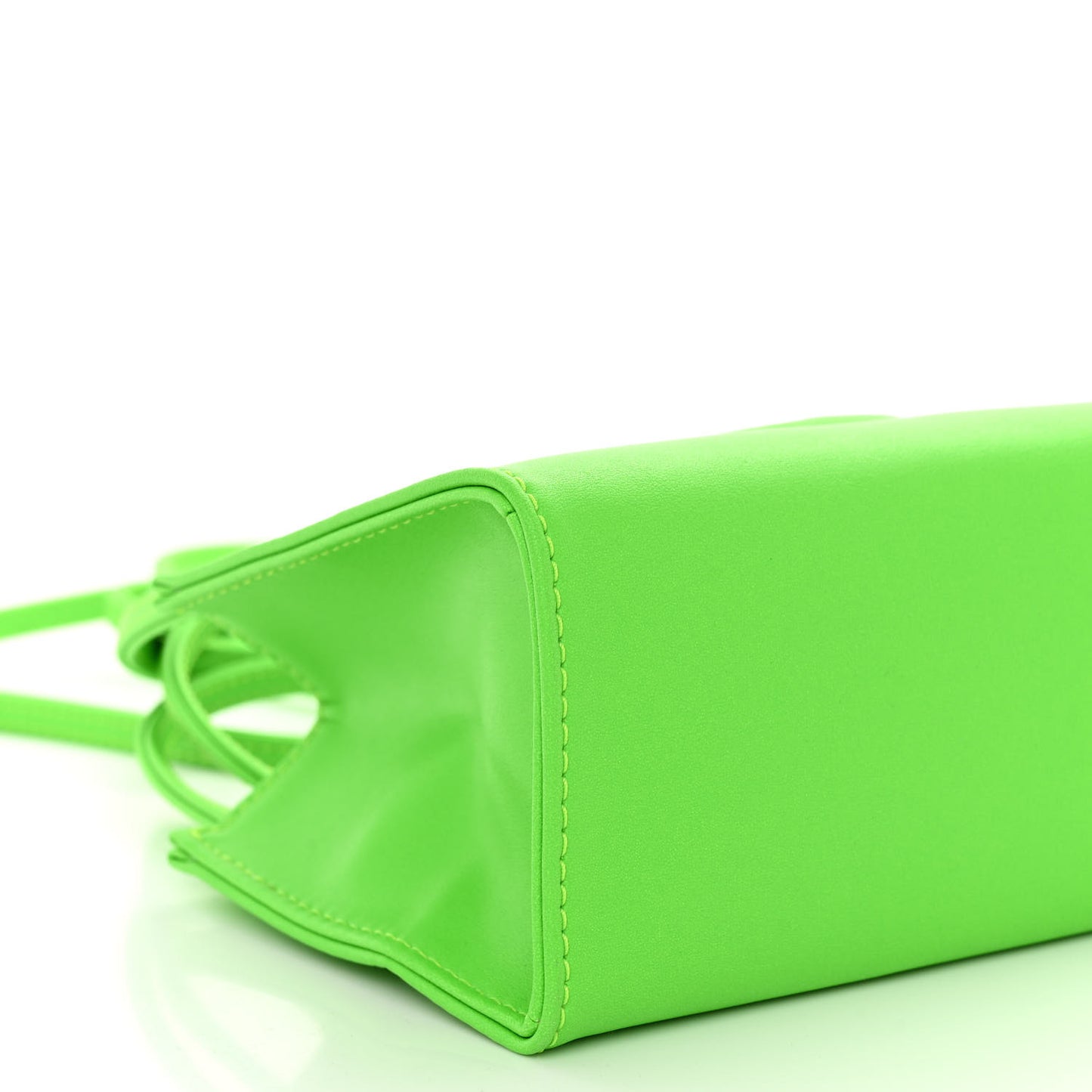 Vegan Leather Small Shopping Bag Highlighter Green