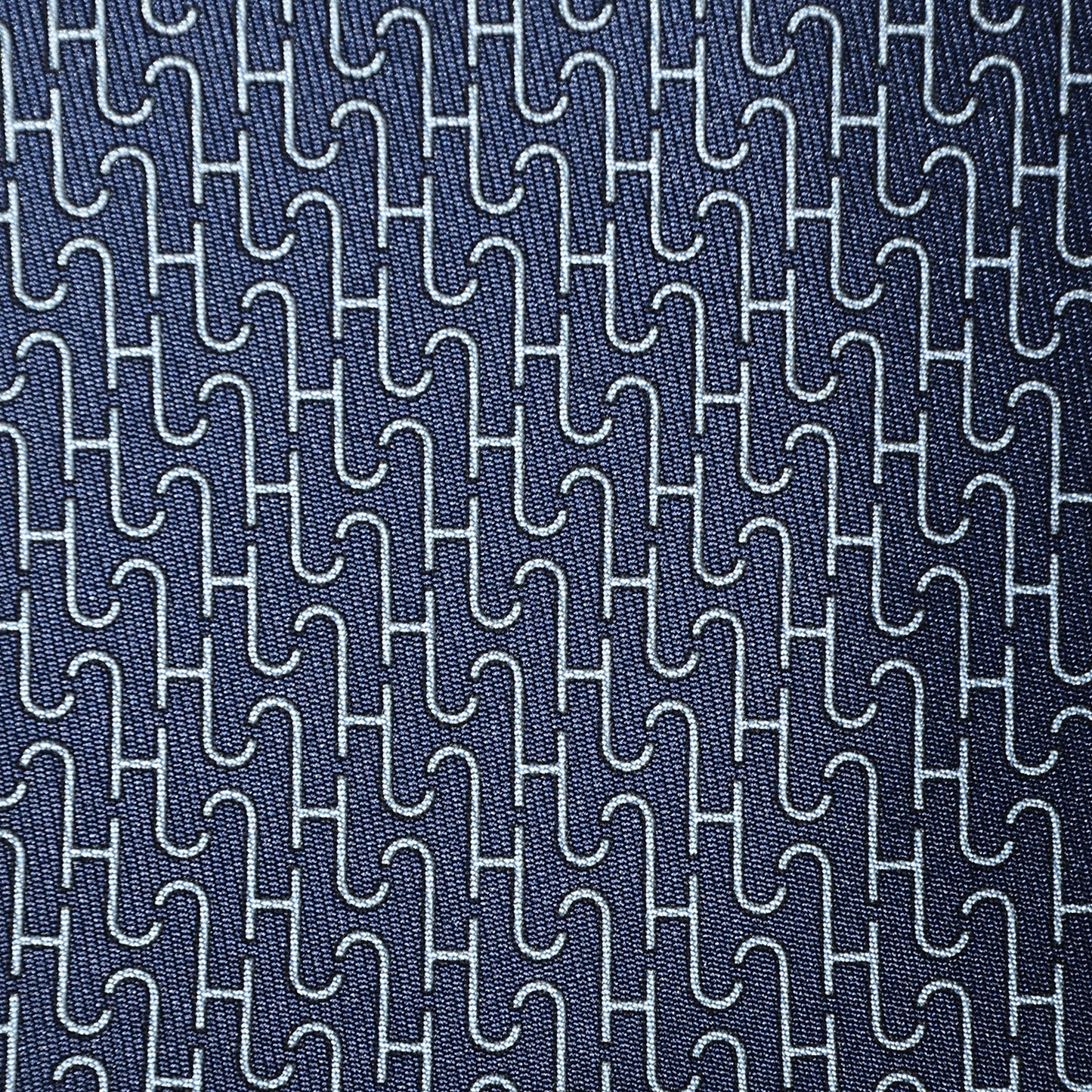 Printed Silk Mens Puzzle Neck Tie Marine Ciel
