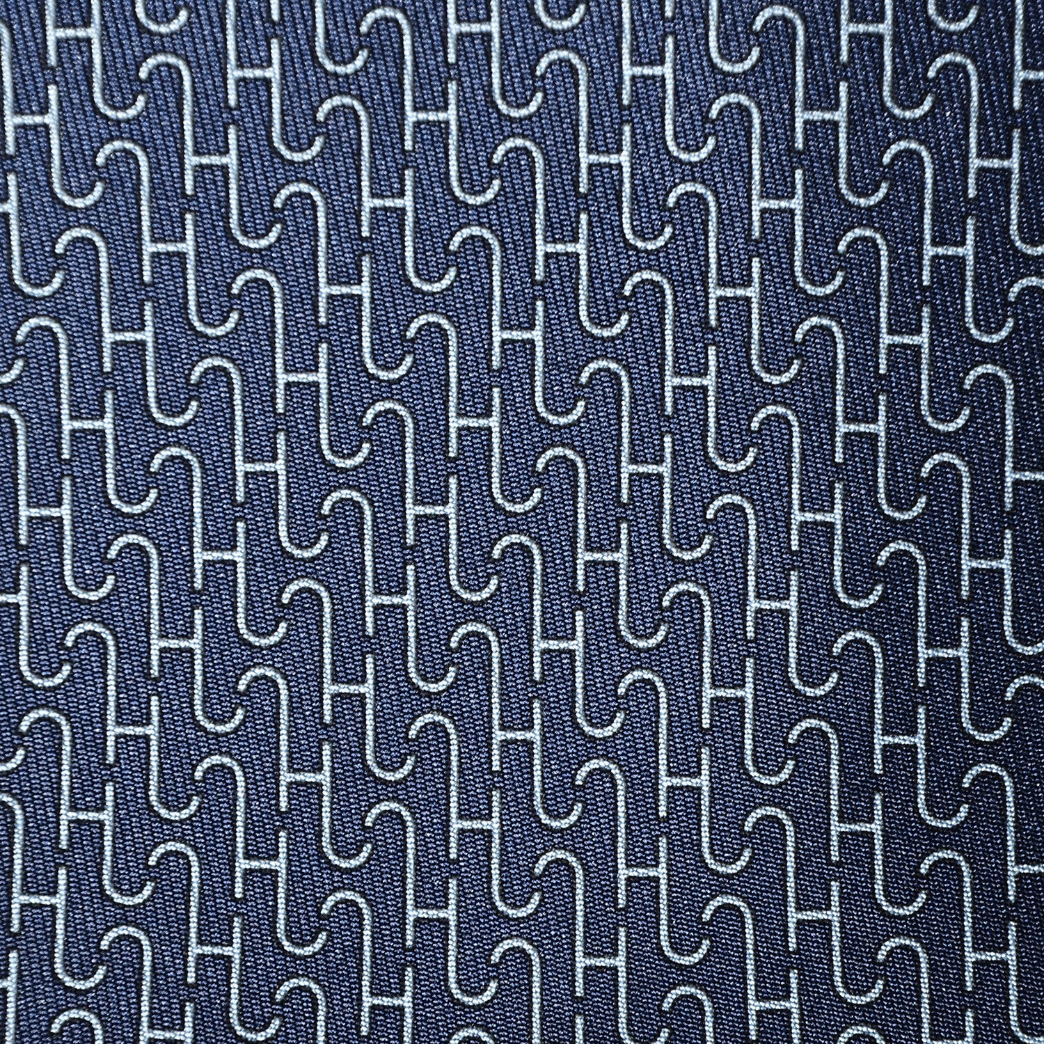 Hermes Printed Silk Mens Puzzle Neck Tie Marine Ciel 4 of 4