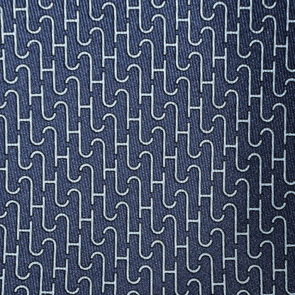 Hermes Printed Silk Mens Puzzle Neck Tie Marine Ciel 4 of 4