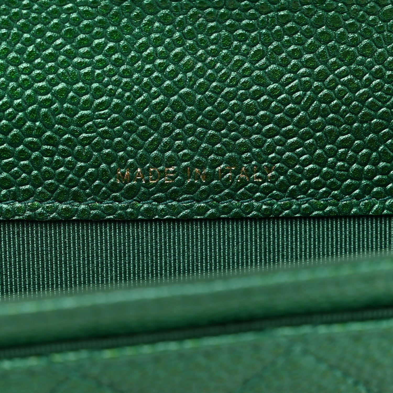 Chanel Metallic Caviar Quilted Flap Card Holder Wallet Green 6 of 9