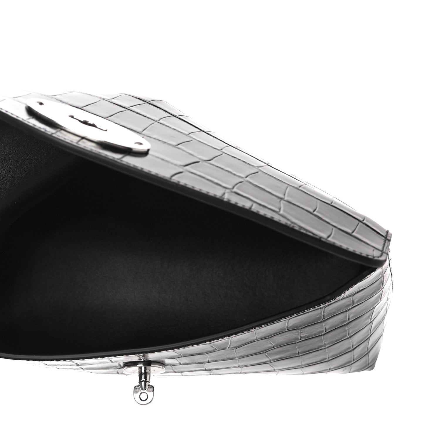 Crocodile Embossed Calfskin Darley Cosmetic Pouch Black