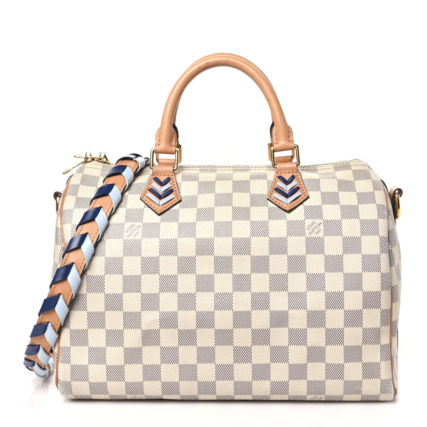 Louis Vuitton Damier Azur Braided Speedy Bandouliere 30 Blue 1 of 12